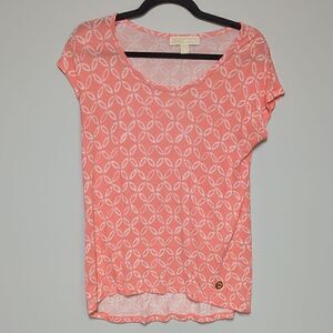 Michael Michael Kors Scoop Neck Coral Cap Sleeve Blouse